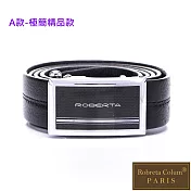 Roberta Colum - 極簡精品款自動金屬滑扣黑牛皮皮帶