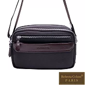 Roberta Colum - 現代雅痞休閒配真皮多隔層口袋側背包(橫)-共2色咖