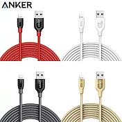 美國Anker PowerLine+編織Apple蘋果Lightning傳輸充電線(長300公分/3公尺)A8123091紅色 紅色