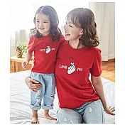 啾咪親親短袖上衣親子裝情侶裝(小孩)80紅色