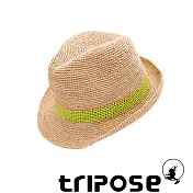 tripose 經典微旅-100%手工Raffia紳士遮陽草帽-  雙色綠紋理