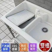 【Abis】日式穩固耐用ABS塑鋼雙槽式洗衣槽(不鏽鋼腳架)-2入