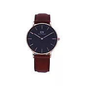 Daniel Wellington 經典中的珍貴收藏時尚優質皮革腕錶-淺咖啡+玫瑰金/36mm-DW00100136