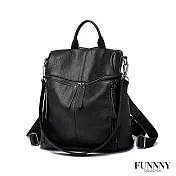 FUNNNY 羊皮觸感 實用3way後背包系列 Kendra 黑