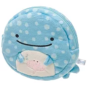 San-X 鯨鯊先生微笑的臉系列毛絨零錢包。鯨鯊先生