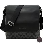 COACH 真皮拼接C LOGO翻蓋方型斜背包-黑灰 (現貨+預購)黑灰