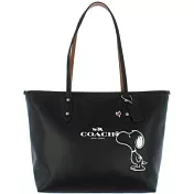 COACH X SNOOPY聯名款防刮全皮肩背托特包-黑 (現貨+預購)黑