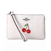 預購COACH櫻桃皮革白色萬用零錢手拿包
