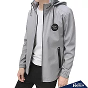 <現貨+預購>連帽立領薄款風衣外套 三色-HeHa-3XL（灰色）