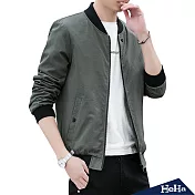 <現貨+預購>立領後刺繡字母薄款棒球外套 三色-HeHa-3XL（灰綠）