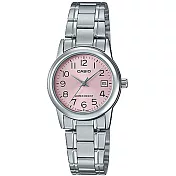 CASIO 卡西歐 LTP-V002D 簡約數字小錶面日期顯示鋼帶錶 - 銀粉 4B