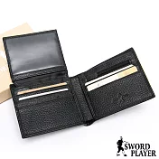 SWORD PLAYER - 莎普爾商務菁英專屬真牛皮款兩折式長夾黑