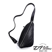 DF BAGSCHOOL - 型男首選出行百搭牛皮三角胸包黑