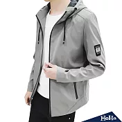 <現貨+預購>抽繩連帽軍裝風衣外套 三色-HeHa-3XL(灰色）