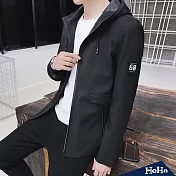 <現貨+預購>抽繩連帽軍裝風衣外套 三色-HeHa-4XL（黑色）