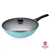 【瑞士MONCROSS】湛藍鈦石不沾鍋具組-炒鍋2件組-32cm(附蓋)