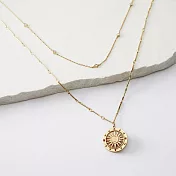 Wanderlust+Co 澳洲品牌 金色太陽神項鍊 鑲鑽雙層項鍊 SOLIS GOLD