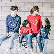 立耳潮圖三色長袖棉上衣親子裝情侶裝(男大人)S深藍