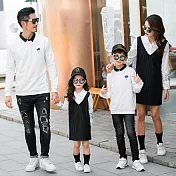 韓版黑白拼接繡花長袖上衣親子裝(女大人)M白色