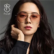 【Front 太陽眼鏡】So Good-Gd92 #歐美時尚金屬大框太陽眼鏡/墨鏡_玫瑰金框漸層棕鏡