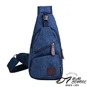 DF BAGSCHOOL - 日系經典帆布款休閒單肩斜背包-共3色藍色