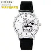 迪士尼 米奇90周年限定 復古米奇皮帶手錶船長米奇