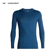 【紐西蘭Icebreaker 】男 Oasis 圓領長袖上衣(雪中世界)-BF200 / IB104412XL401普魯士藍