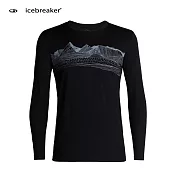 【紐西蘭Icebreaker 】男 Tech Lite 圓領長袖上衣-AD150-星空群山 / IB104319-001M黑