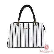 Roberto Mocali - 義大利諾貝兔黑白條紋花紋提把手提斜背包黑白條紋