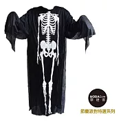 【摩達客】萬聖派對變裝-黑白骷髏骨架鬼衣長罩衫 (兒童尺寸)cosplay化妝舞會無黑色-兒童尺寸