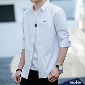 <現貨+預購>簡約素面長袖襯衫 四色-HeHa-2XL（白色）