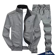 <現貨+預購>男士輕刷毛休閒運動套裝 四色-HeHa-2XL（深灰色）