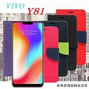 VIVO Y81 經典書本雙色磁釦側翻可站立皮套 手機殼藍色