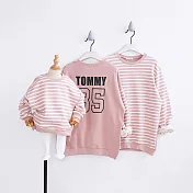 前後條紋拼對設計風格親子裝情侶裝(女大人)S粉條