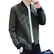 <現貨+預購>造型線條立領棒球飛行外套 三色-HeHa-3XL（軍綠色）