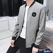 <現貨+預購>造型線條立領棒球飛行外套 三色-HeHa-XL（灰色）