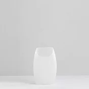 【3,co】玻璃月型口扁平花器(8號) - 白