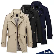 <現貨+預購>外套 純棉水洗軍式肩章風衣 三色-HeHa-L（卡其）