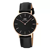 Daniel Wellington城市風典雅皮革錶組-黑-DW00100139COMBO/36mm