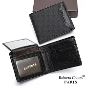 Roberta Colum - 尊爵頭層牛皮暗袋7卡3照可拆式上下翻短夾黑