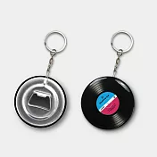 金屬唱片開罐器功能鑰匙圈-酷藍紅