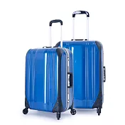 DF travel - 簡奢風華極光鏡面鋁框20+24吋2件組行李箱-共4色寶藍色