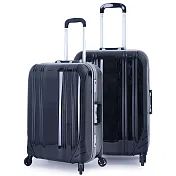 DF travel - 簡奢風華極光鏡面鋁框24+28吋2件組行李箱-共4色黑