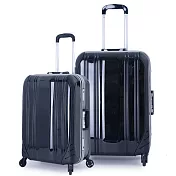 DF travel - 簡奢風華極光鏡面鋁框20+28吋2件組行李箱-共4色黑色