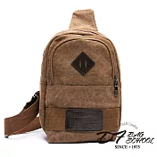 DF BAGSCHOOL - 經典豬鼻款休閒帆布單肩胸包-共2色咖