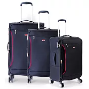 DF travel - 說走就走！休閒輕旅布面20+24+28吋3件組行李箱-共2色黑色