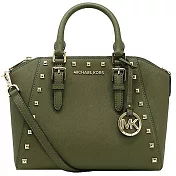 MICHAEL KORS 鉚釘防刮手提兩用包-墨綠色（現貨+預購）墨綠色