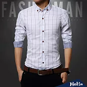 <現貨+預購>襯衫 纯棉格紋長袖襯衫 三色-HeHa-L（白色）