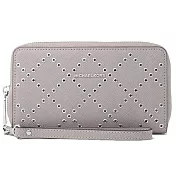 MICHAEL KORS 菱格防刮皮革手機包-灰色（現貨+預購）灰色