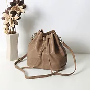 【SoLoMon 皮件設計】BOXER 水桶包小羊皮 斜肩背 真皮 咖啡色